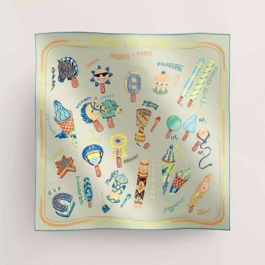 ch 110Hermes silk handkerchief (100% mulberry silk) [Fun ice cream]Designer Elias K_2796
