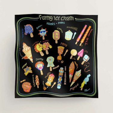 ch 110Hermes silk handkerchief (100% mulberry silk) [Fun ice cream]Designer Elias K_2797