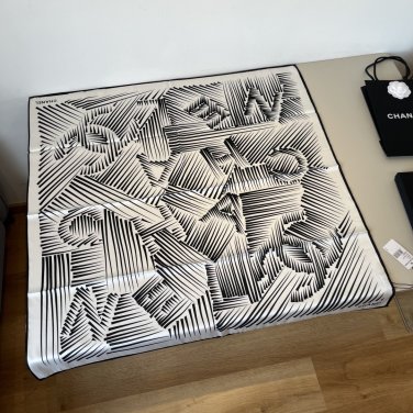 ch 110Original Small Fragrance 90cm Silk Square Towel [Art Double C] Made of top-qual_7108