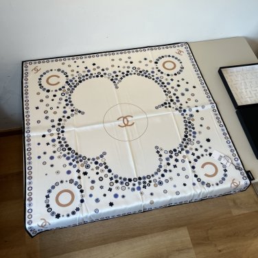 ch 110Original Small Fragrance 90cm Silk Square Towel [Double C Camellia] Made of top_7726