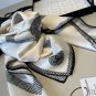 ch 110Original Small Fragrance 90cm Silk Square Towel [Letter Double C] Made of top-q_4235