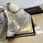 ch 110The original small fragrance 90cm silk square scarf is made of top-grade twill