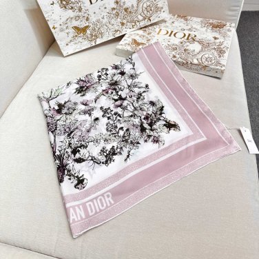 Dior Printed Square Towel 18mm Top Grade Silk Double sided Same Color PrintingIs thi