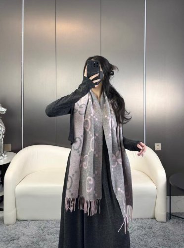 latest popular 115 GB tassel classic double large G double-sided jacquard tassel scarf