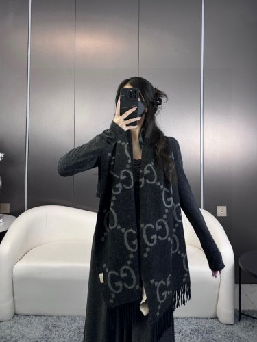 latest popular 115 GB tassel classic double large G double-sided jacquard tassel scarf_953