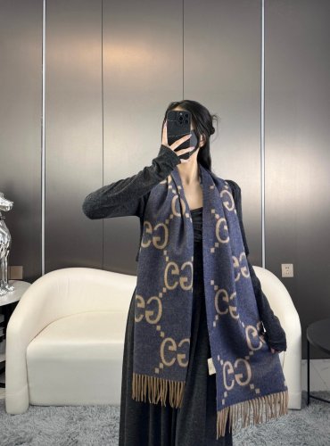 latest popular 115 GB tassel classic double large G double-sided jacquard tassel scarf_954