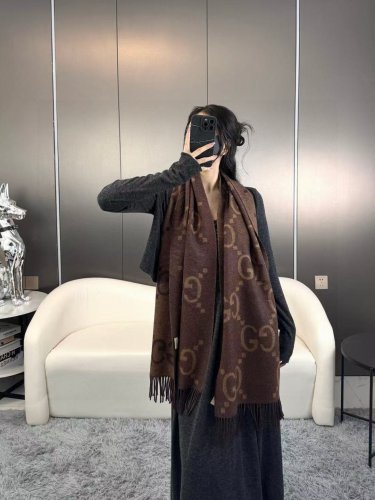 latest popular 115 GB tassel classic double large G double-sided jacquard tassel scarf_955