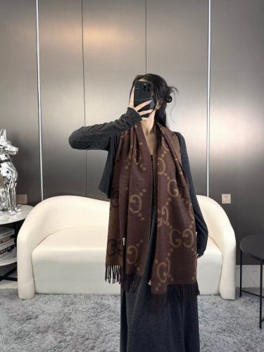 latest popular 115 GB tassel classic double large G double-sided jacquard tassel scarf_1934
