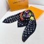 LV x TM SUPERFLAT 90 Square Towel18mm premium silk double-sided same color scarfTh_5374