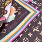 LV x TM SUPERFLAT 90 Square Towel18mm top-level silk double-sided same color scarf_3828
