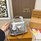 130 folding box airplane boxSize 19 × 12LV Louis Vuitton Silver Embossed Vanity Makeu