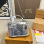 130 folding box airplane boxSize 19 × 12LV Louis Vuitton Silver Embossed Vanity Makeu