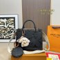 135 fold box Lv tote with wide shoulder strap and small coin purse. Size is just right 25