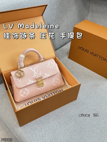 160 folding boxsize&iuml;&frac14;�21&Atilde;�12LV Madeleine Pendant Chain Embossed Madeline Handbag, Singl_1957