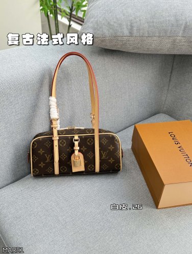 195 Complete Gift Boxsize&iuml;&frac14;�26&Atilde;�12LV HANG ON Bowling Bag Handbag Underarm BagVintage
