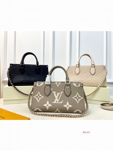 195 fold gift box LV Onthego horizontal tote bag handbag, available in three colors. Full