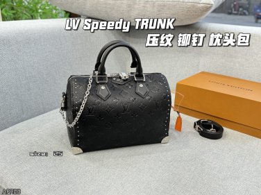 210 Complete Gift Box Setsize&iuml;&frac14;�25&Atilde;�19LV Speedy TRUNK embossed rivet pillow bag Boston