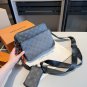 215 Cowhide seriesTop quality LV counter classic Black Warrior Trio three in one men's