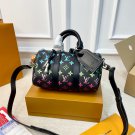 215 fold gift box LV Keepall 25 black rainbow gradient bag, classic Monogram old flower+ra