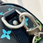 215 fold gift box LV Keepall 25 black rainbow gradient bag, classic Monogram old flower+ra