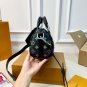 215 fold gift box LV Keepall 25 black rainbow gradient bag, classic Monogram old flower+ra
