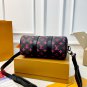 215 fold gift box LV Keepall 25 black rainbow gradient bag, classic Monogram old flower+ra