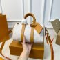 215 pairs of foldable gift box LV Keepall 25 white denim travel bag, made of Monogram Arch
