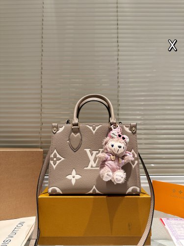 Accessories P195LV Onthego 25cm embossed jungle bagFashion tote bag elephant grayFol