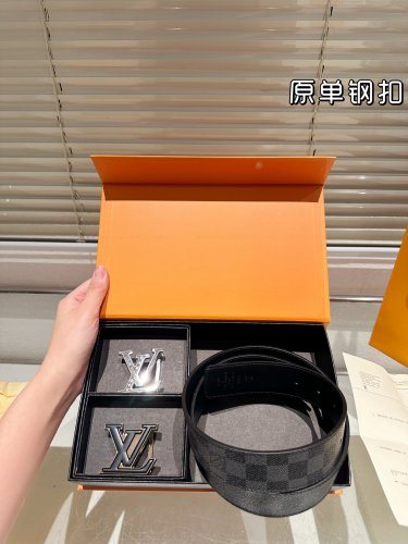 Double ended P200 steel buckleHigh version! Belt [Heha] LV Leather Belt~The hottest vers