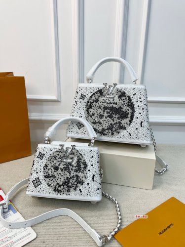 Large size 215, small size 185 with folding gift box LV Capucines Moonlight star embroider