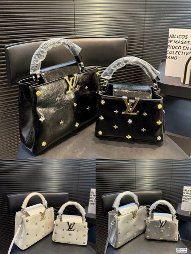 Large size P195, small size P185 with folding box, pure leather LV Capucines noblewoman ba