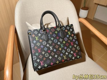 one hundred and fifty-fiveboxlessLV onthego Louis Vuitton Black Tri Color Jungle Bag