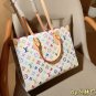one hundred and fifty-fiveboxlessLV onthego Louis Vuitton white tri color jungle bag
