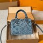 Original cloth p195Louis Vuitton Cowboy Diamond Pillow BagThis LV denim rhinestone pil
