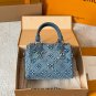 Original cloth p195Louis Vuitton Cowboy Diamond Pillow BagThis LV denim rhinestone pil