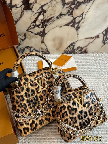 Original cowhide p310, p290 folding boxLVCapucines noblewoman bag gold buckle hardware,