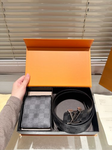 Original order P160Wallet Belt with gift boxHigh version! Belt [Heha] LV Leather Belt_413