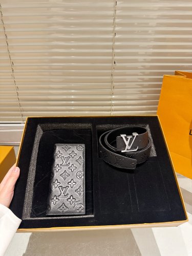 Original order P160Wallet Belt with gift boxHigh version! Belt [Heha] LV Leather Belt_1675