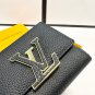 P85 color black pink purple size 11x10 Lv short wallet with calf leather fusion and reinte