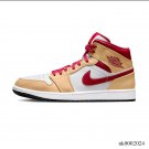 Air Jordan 1 Mid Beige White Red Shoes Sneakers