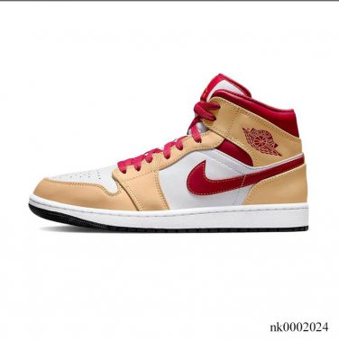 Air Jordan 1 Mid Beige White Red Shoes Sneakers