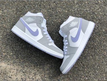 Air Jordan 1 Mid Wolf Grey Aluminum Shoes Sneakers