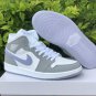 Air Jordan 1 Mid Wolf Grey Aluminum Shoes Sneakers