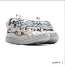 Lanvin Leather Curb Light Grey Blue Shoes Sneakers