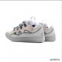 Lanvin Leather Curb Light Grey Blue Shoes Sneakers