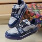 Luxury Virgil Trainer Sneakers Shoes #54 Signature Blue Light Grey Monogram