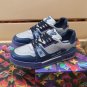 Luxury Virgil Trainer Sneakers Shoes #54 Signature Blue Light Grey Monogram