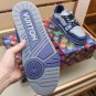 Luxury Virgil Trainer Sneakers Shoes #54 Signature Blue Light Grey Monogram
