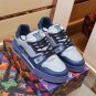 Luxury Virgil Trainer Sneakers Shoes #54 Signature Blue Light Grey Monogram