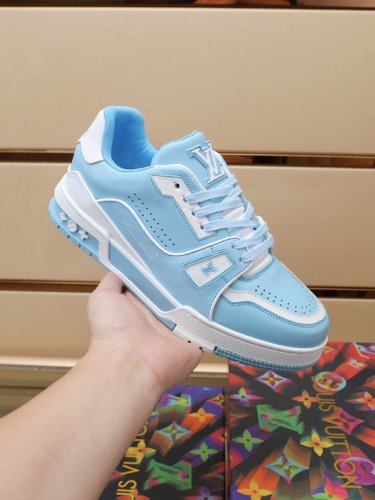 Luxury Virgil Trainer Sneakers Shoes #54 Signature White Blue Monogram